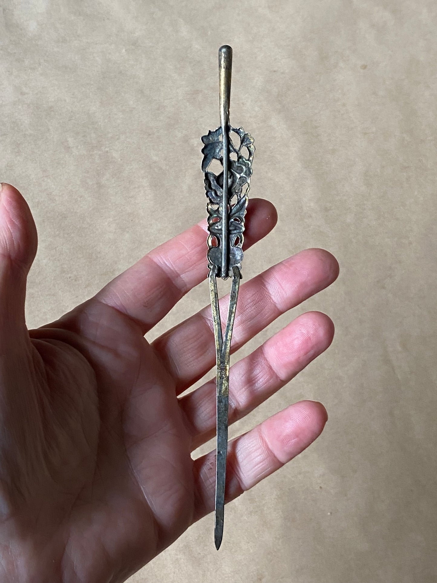 Antique ornamental metal hair pin