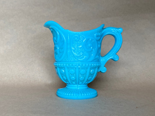 Louis XV" blue opaline milk glass creamer jug by French manufacturer Portieux Vallerysthal