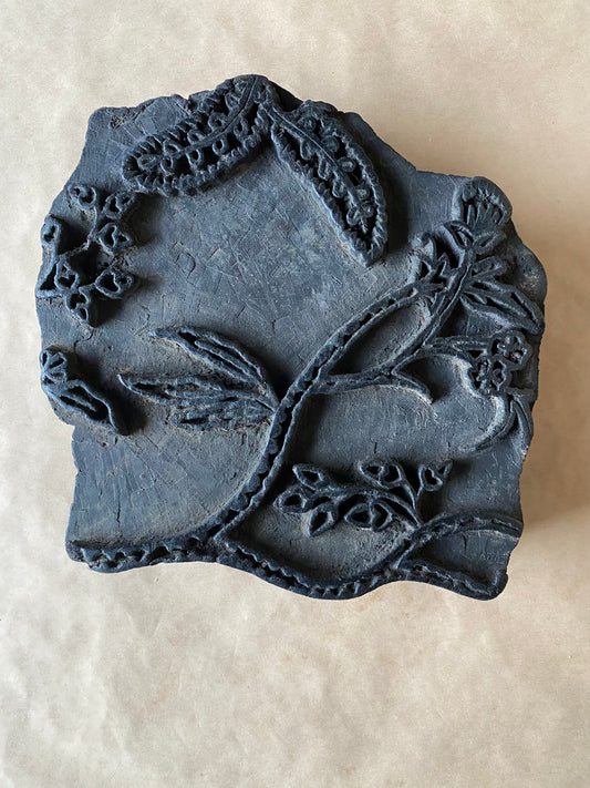 Vintage wooden hand carved textile printing block