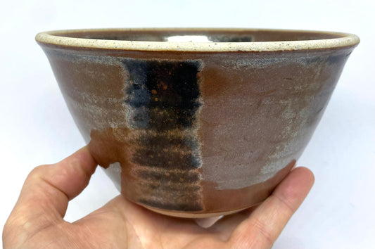 Les Blakebrough bowl with brown and black salt glaze