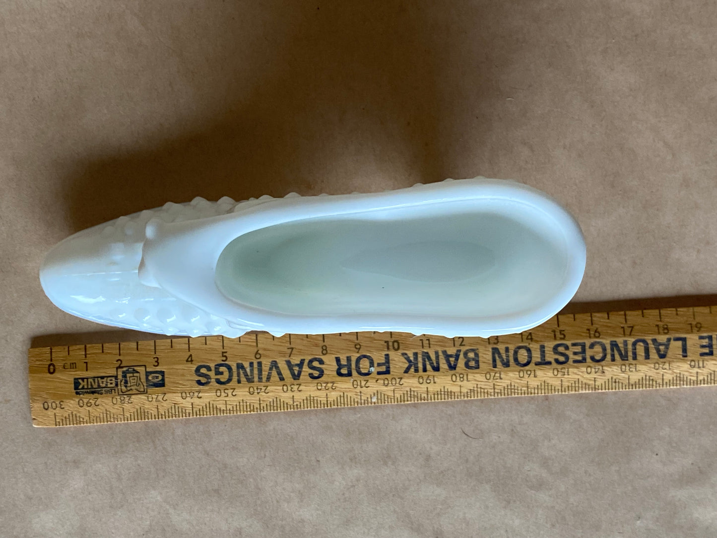 Vintage Fenton Art Glass "cat head" slipper in white milk glass