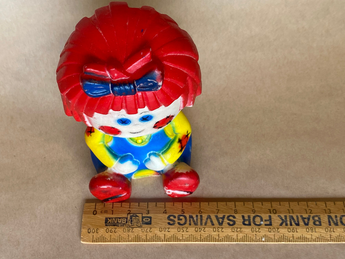 Vintage 1970s Raggedy Ann rubber squeaky doll