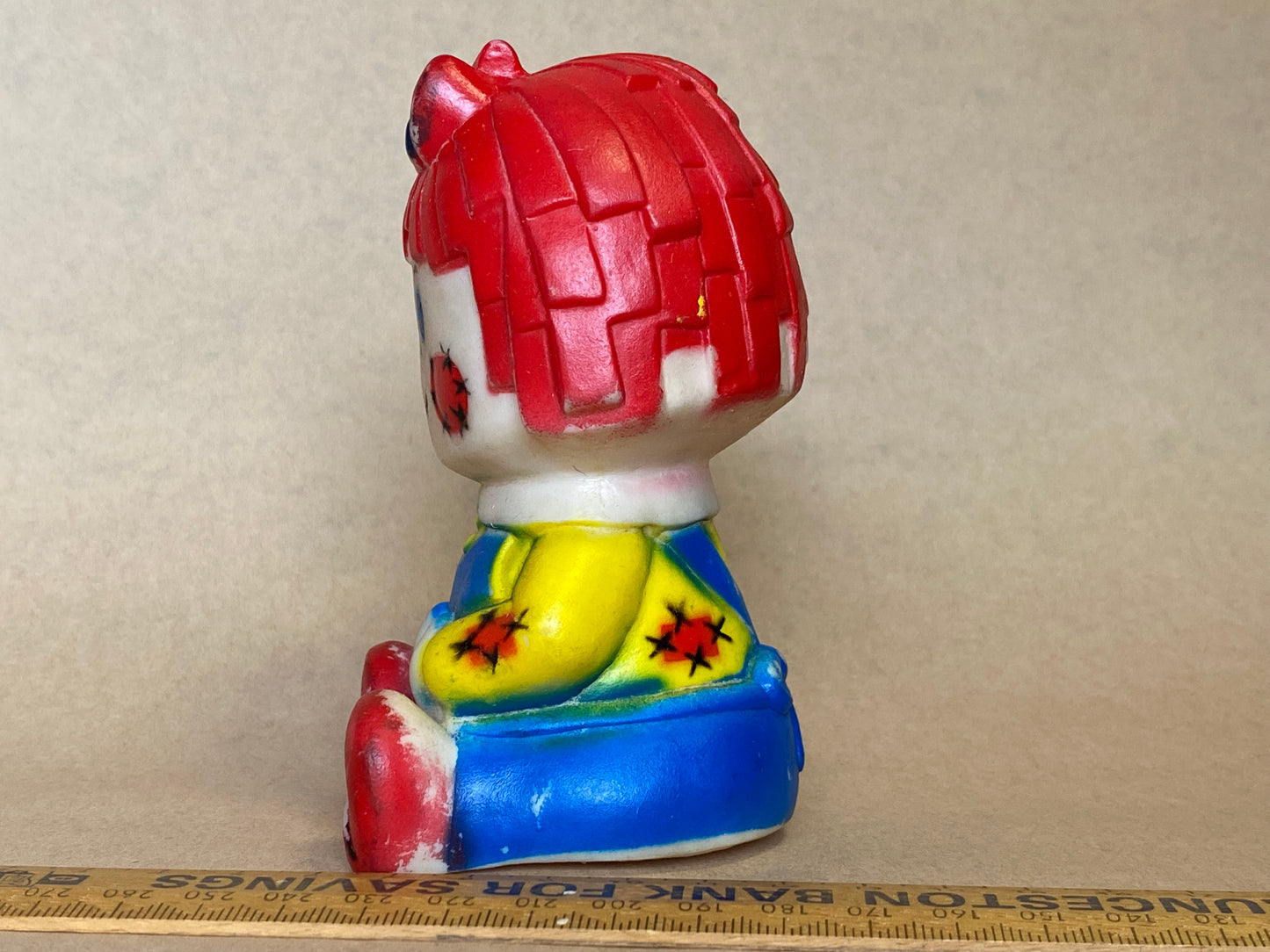 Vintage 1970s Raggedy Ann rubber squeaky doll