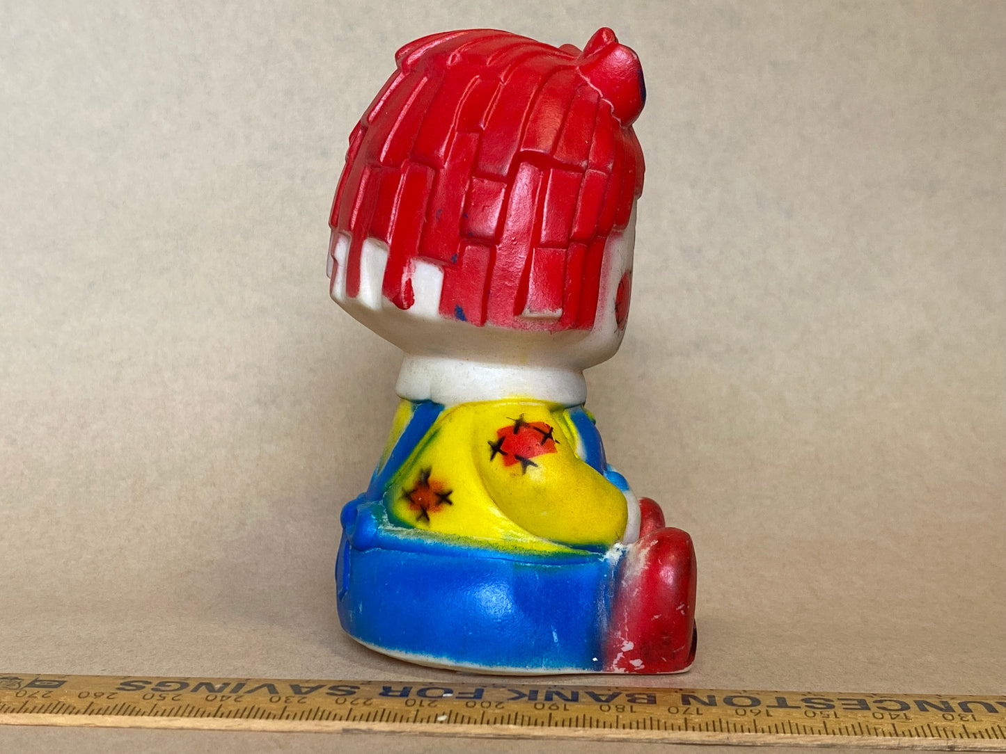 Vintage 1970s Raggedy Ann rubber squeaky doll