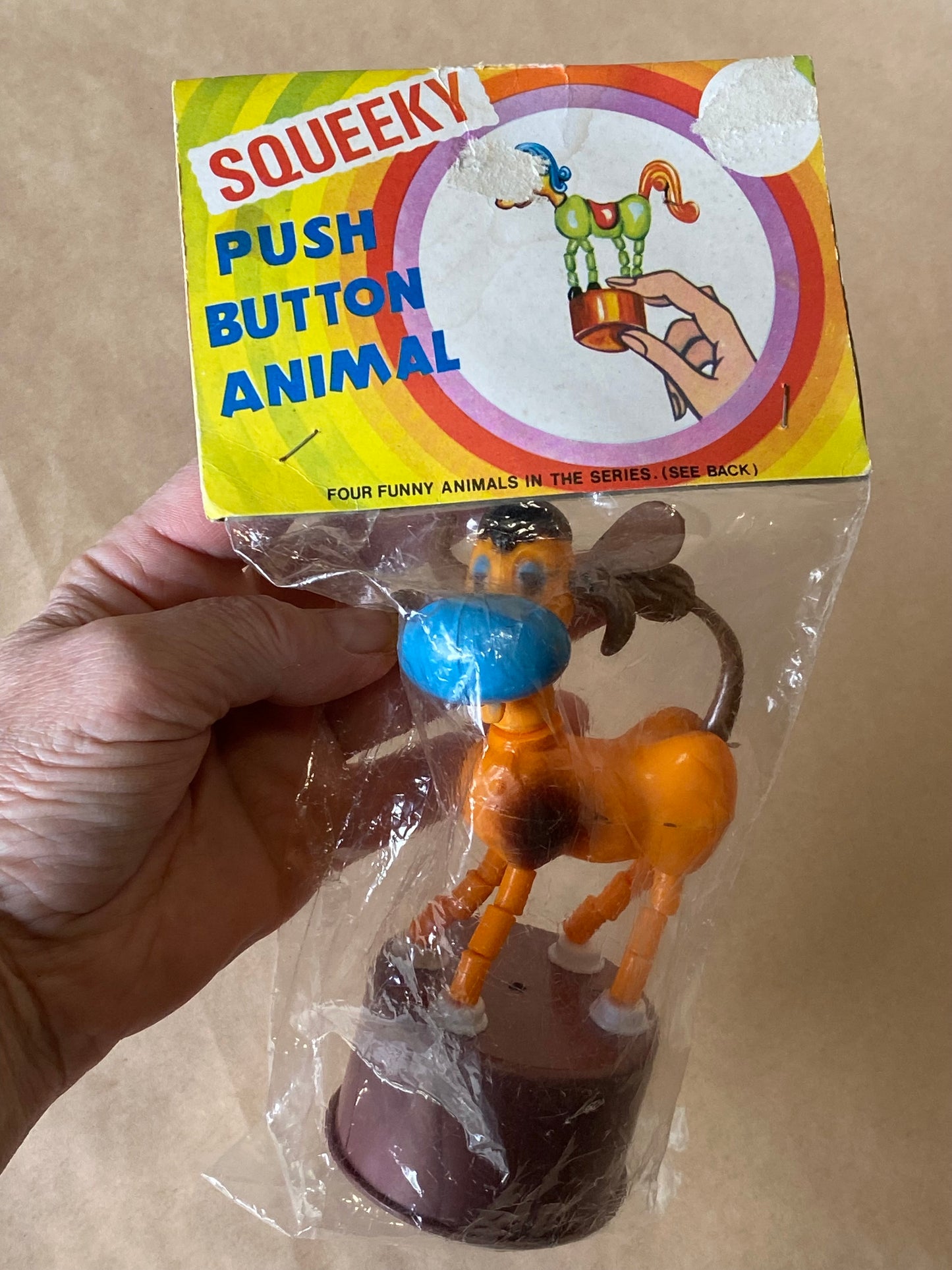 1970s ‘Squeeky’ push button toy Cow - 4052A Bubble Cow