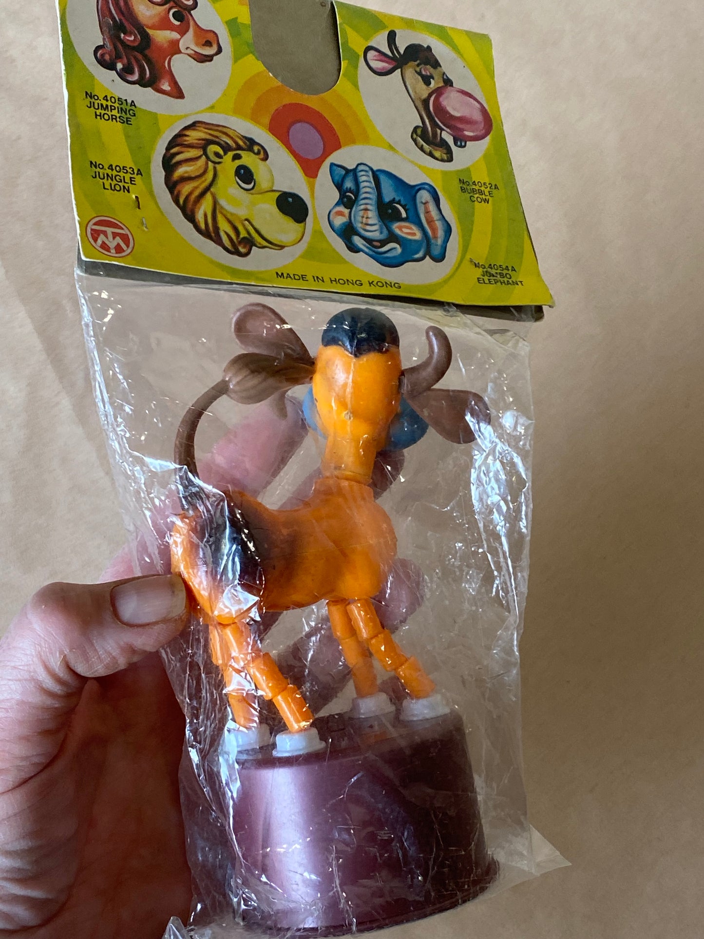 1970s ‘Squeeky’ push button toy Cow - 4052A Bubble Cow