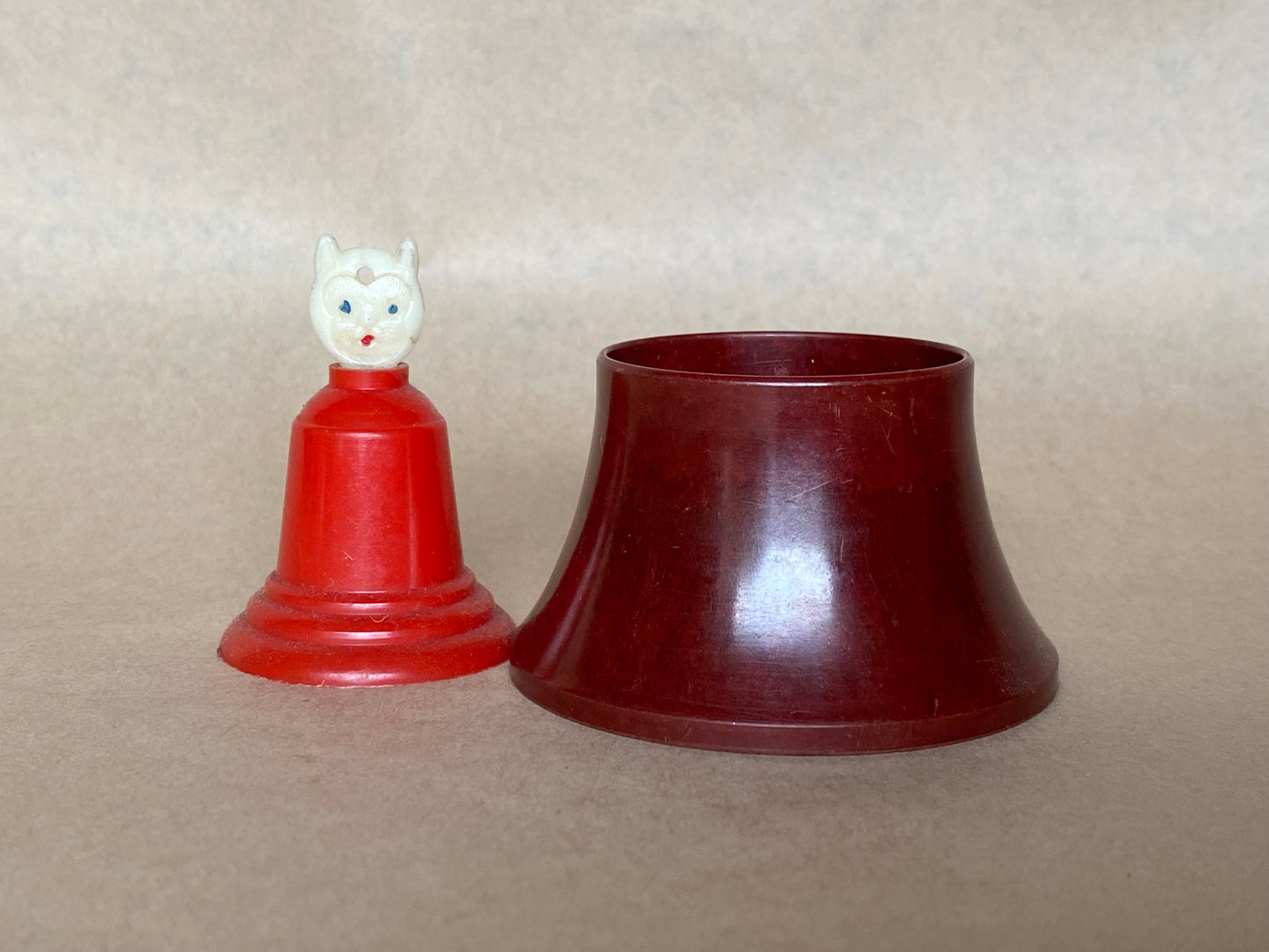 1950s cat bell + Bakelite egg cup
