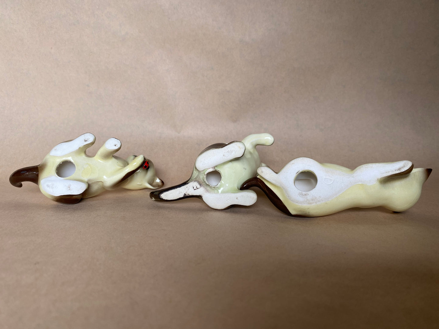 Vintage set of 3 Siamese Cats with ladybirds figurines