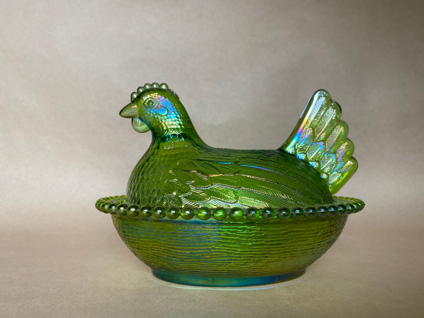 Indiana Glass Carnival Glass Hen on Nest
