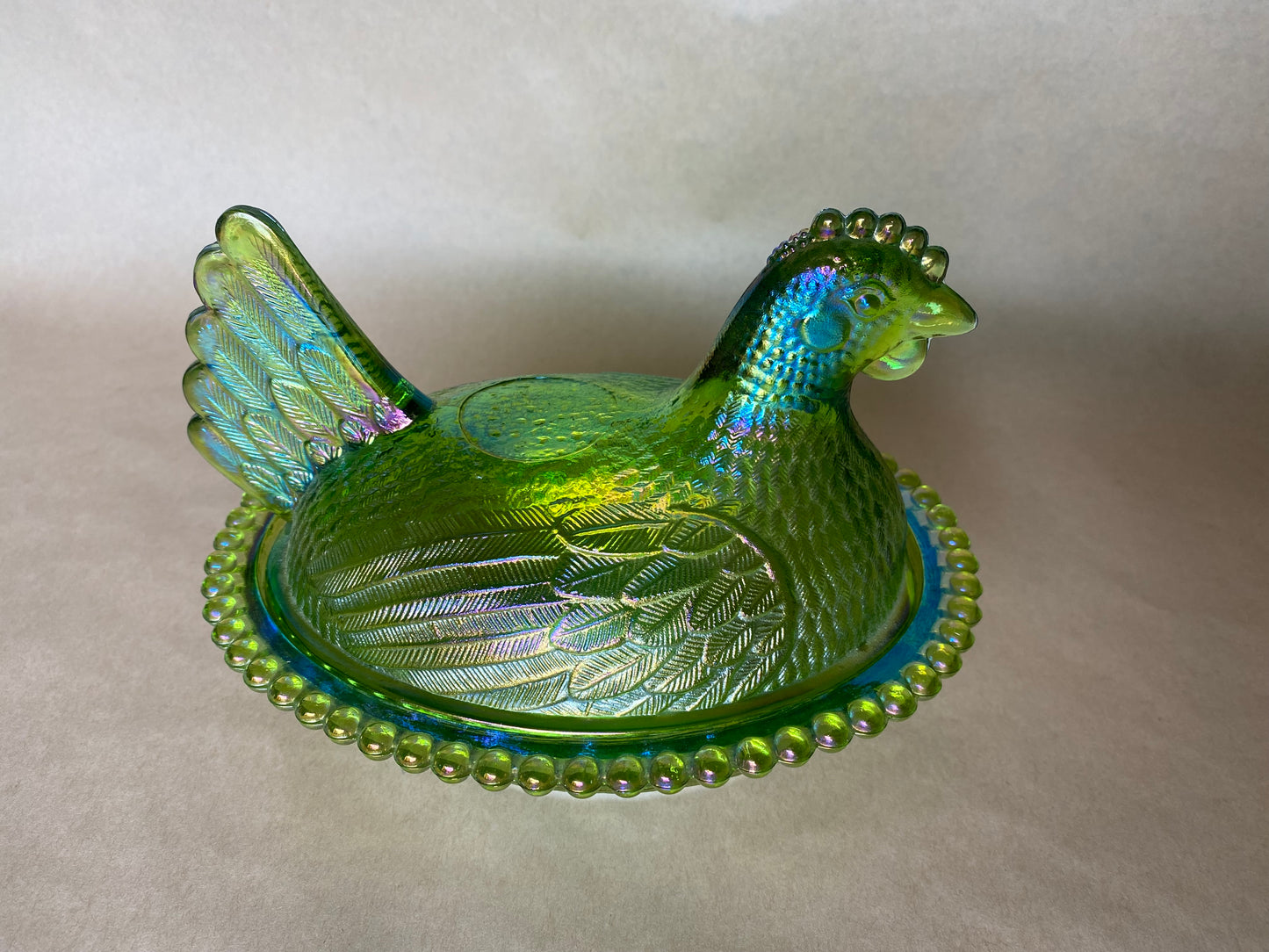 Indiana Glass Carnival Glass Hen on Nest