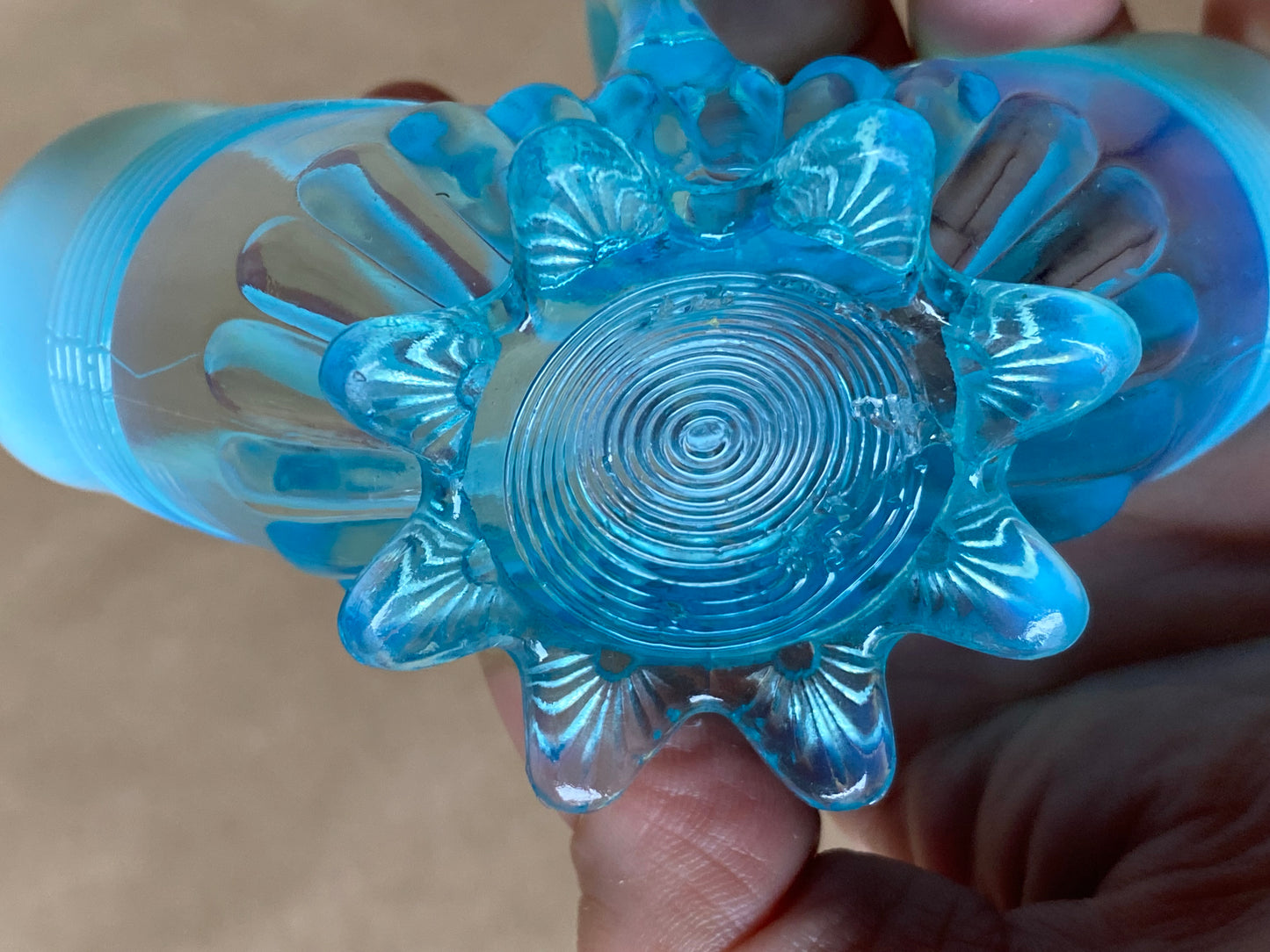 George Davidson Opalescent blue basket (mini)