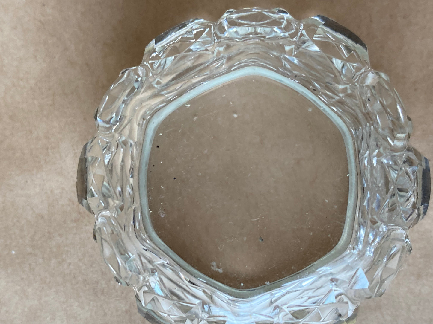 Antique crystal and sterling silver salt cellars - Hall Marked Silver