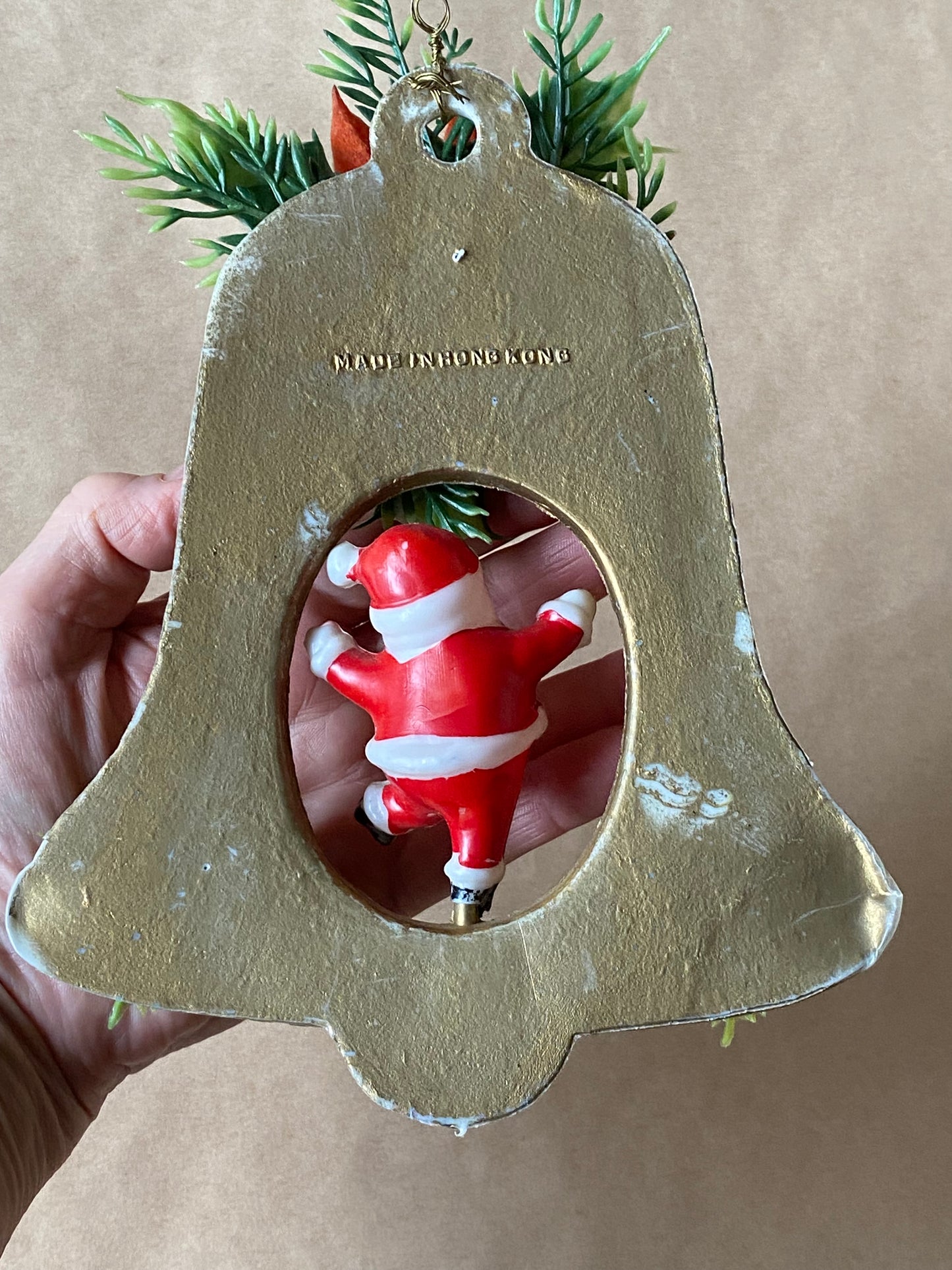 Vintage Christmas Kitsch 1960s Plastic Door Santa ‘Bell’ Hong Kong