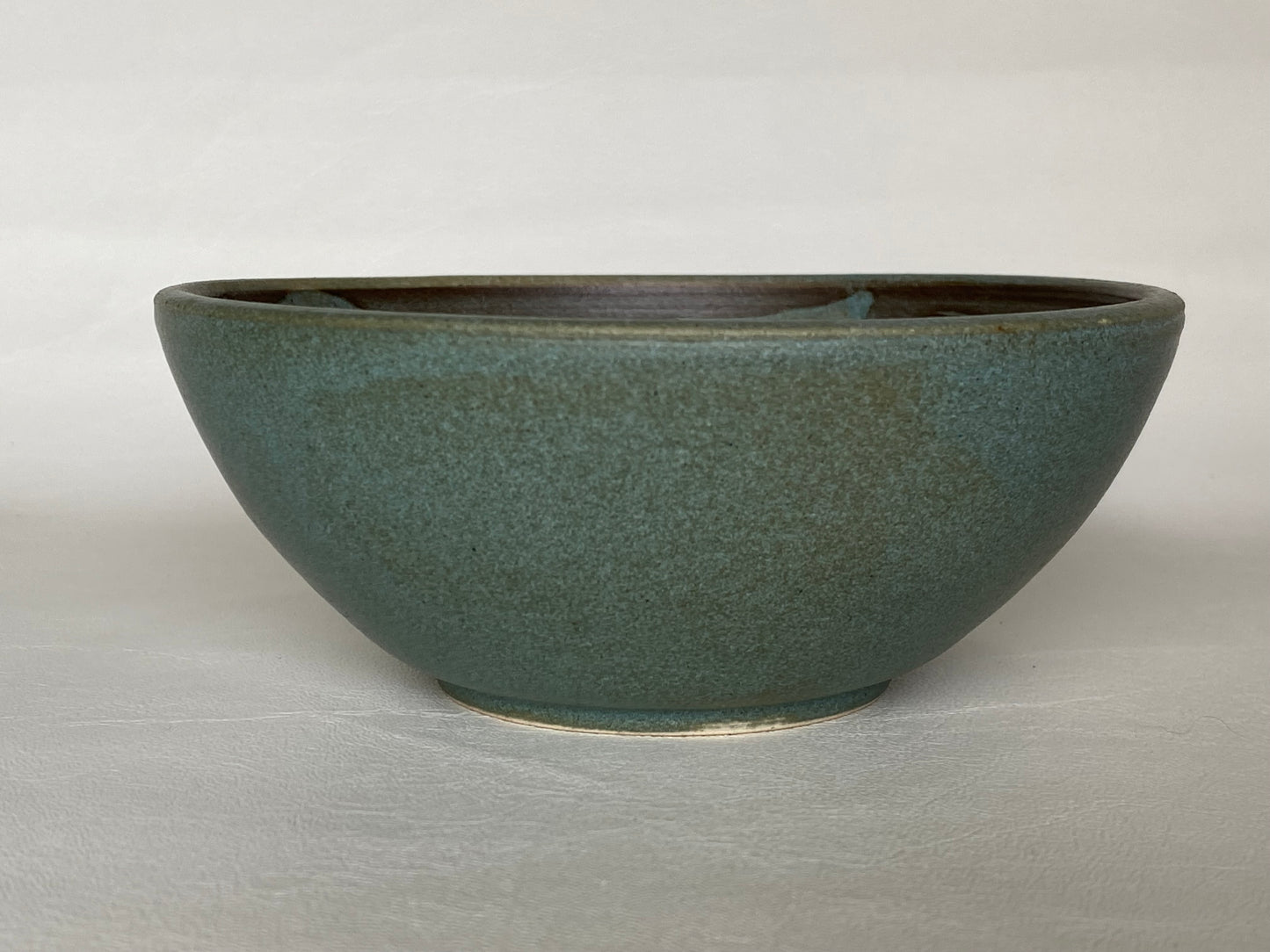 Studio pottery bowl - teal green incised - Judy Kuyer