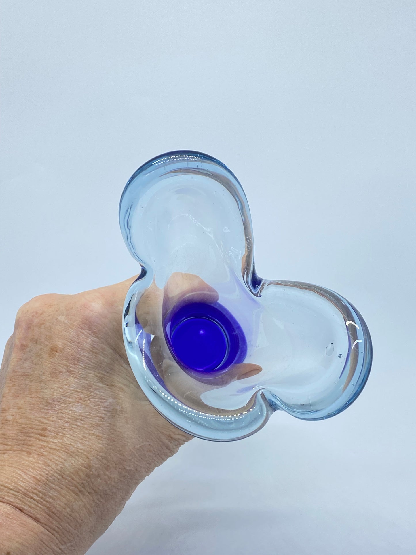 Vintage 1960's Swedish Art Glass Aseda Glasbruk Blue designed by Bo Borgstrom