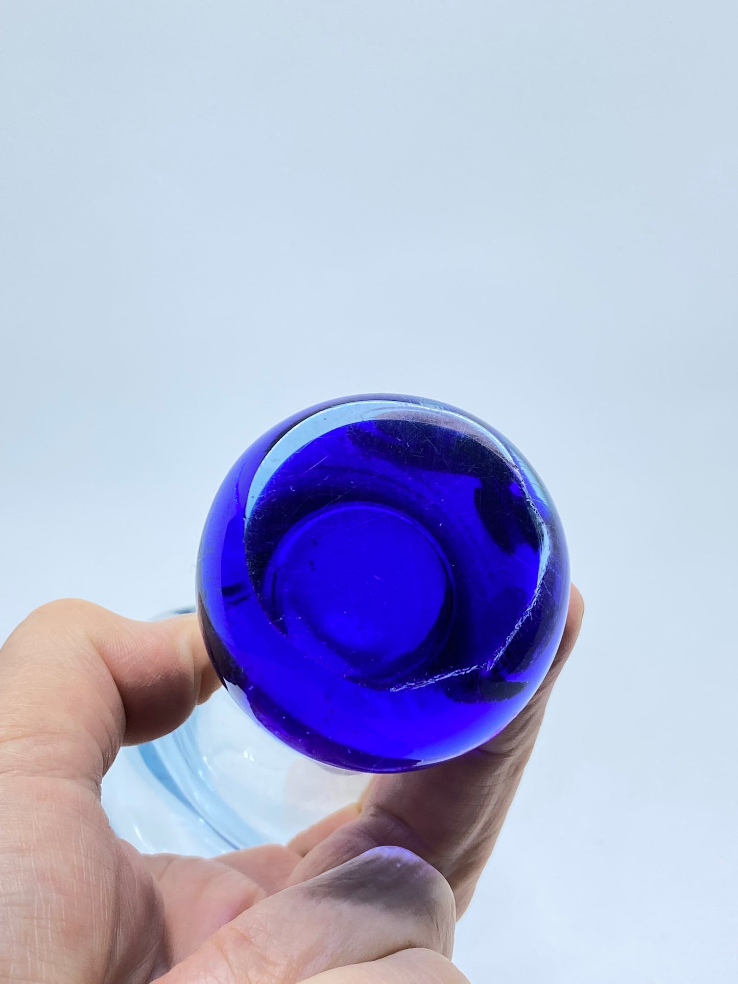 Vintage 1960's Swedish Art Glass Aseda Glasbruk Blue designed by Bo Borgstrom