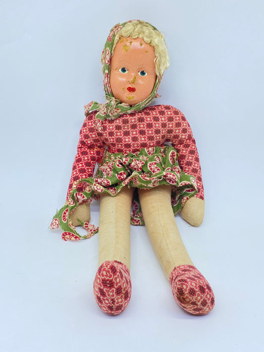 1940s Vintage Sawdust Doll - composition face