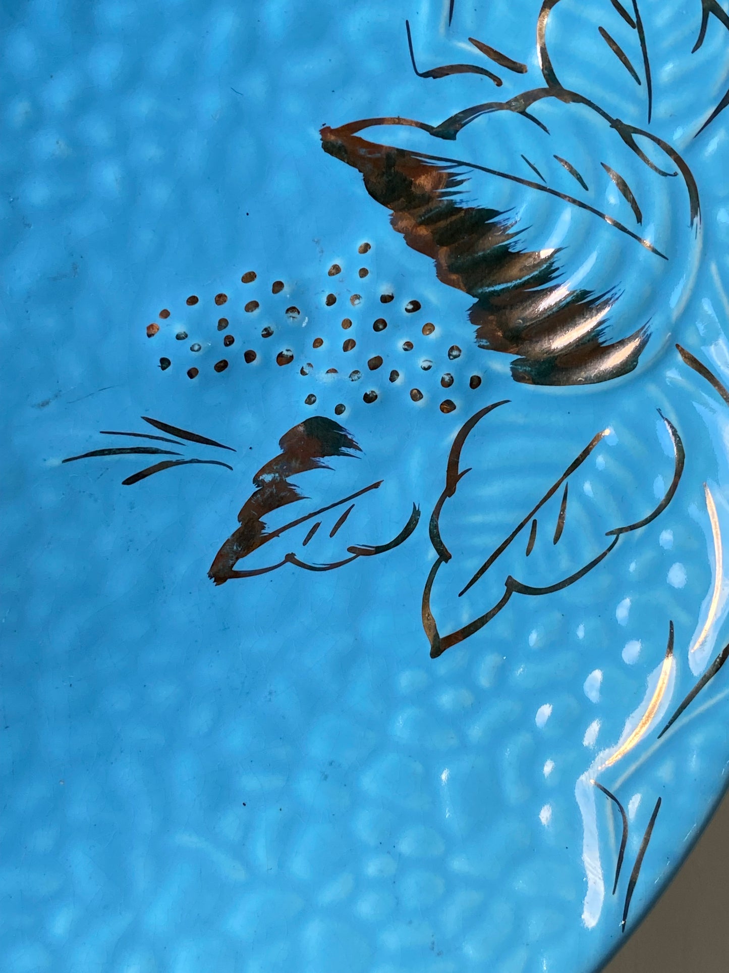 vintage Wade England Bramble Ware Golden Turquoise dish / turquoise colour