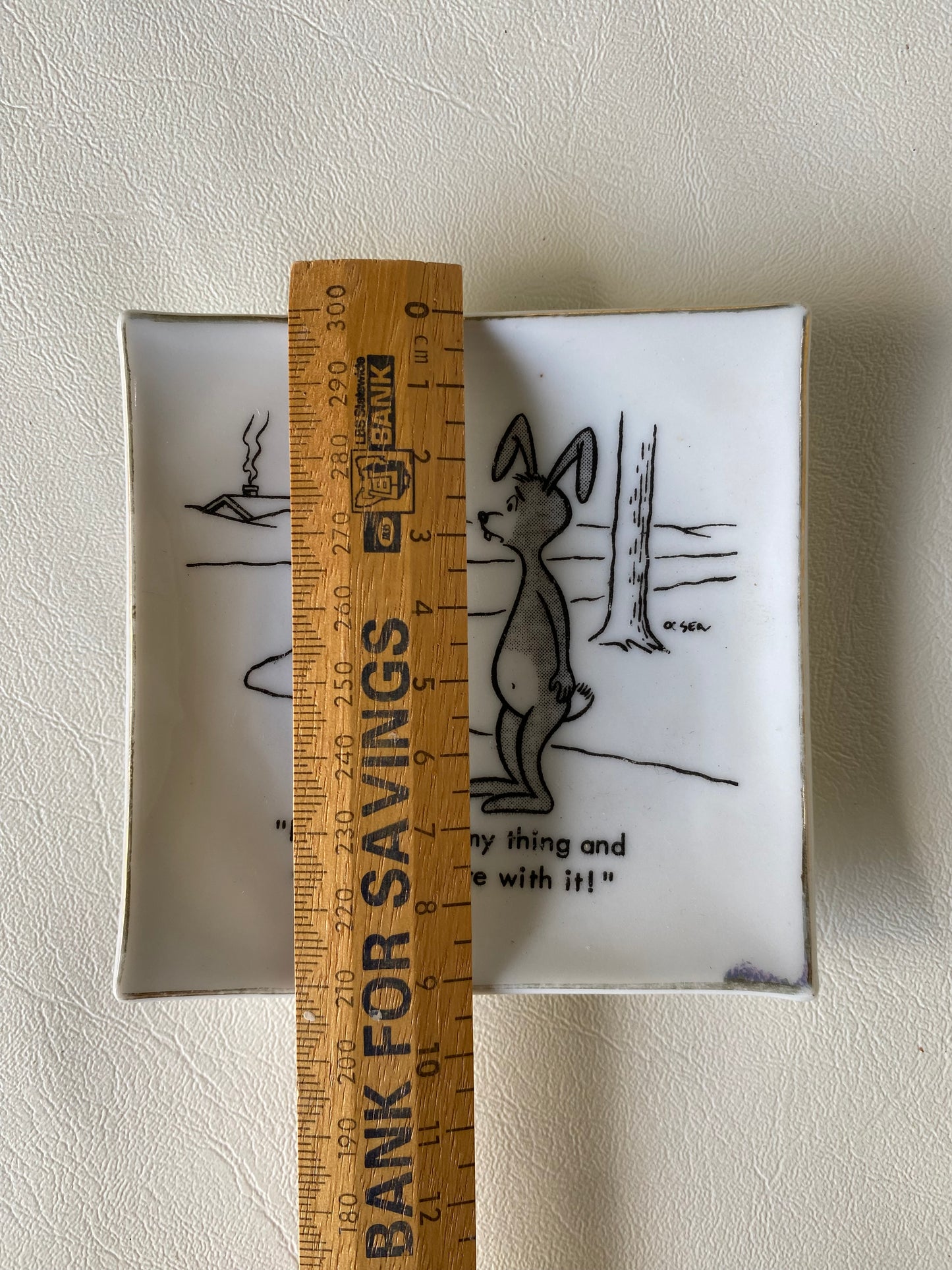 Naughty bunny kitschy trinket dish - made in Japan