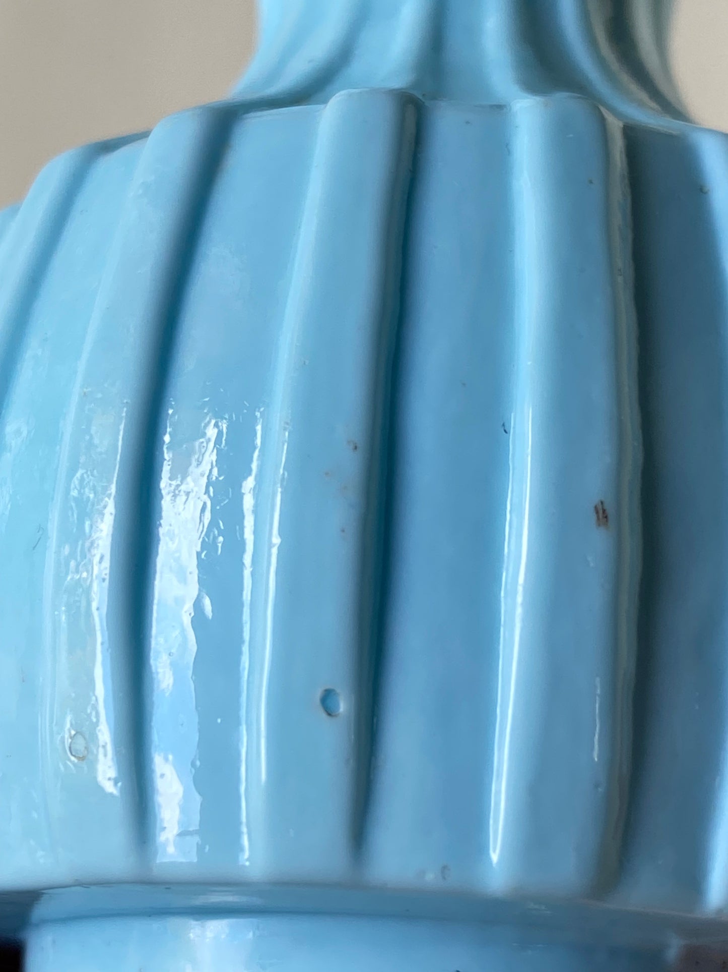 Antique 2 small blue milk glass bud vases