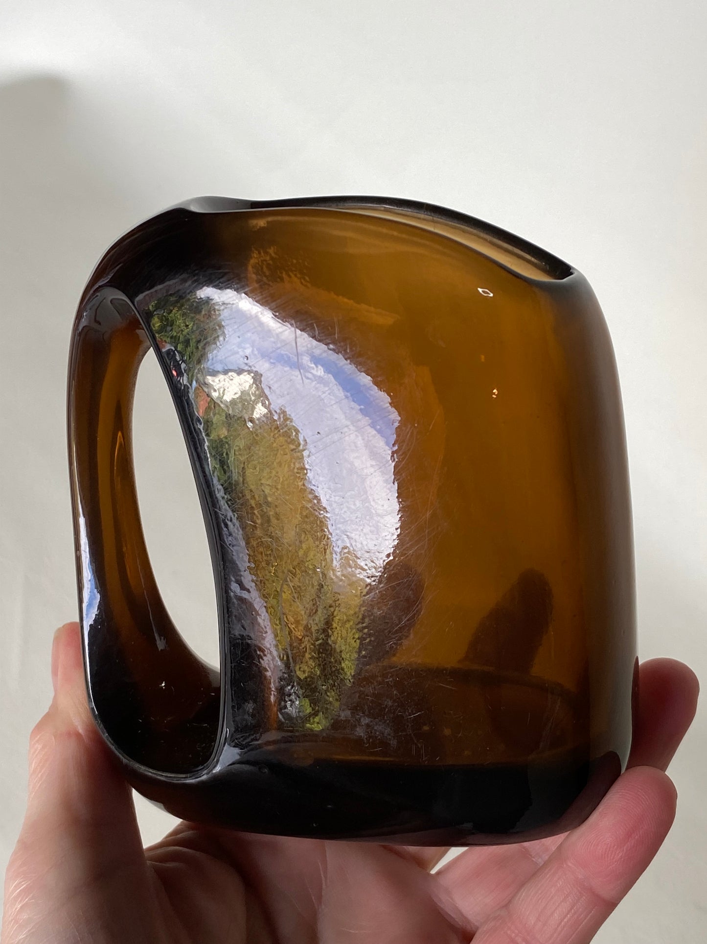 Vintage MCM dark amber glass jug