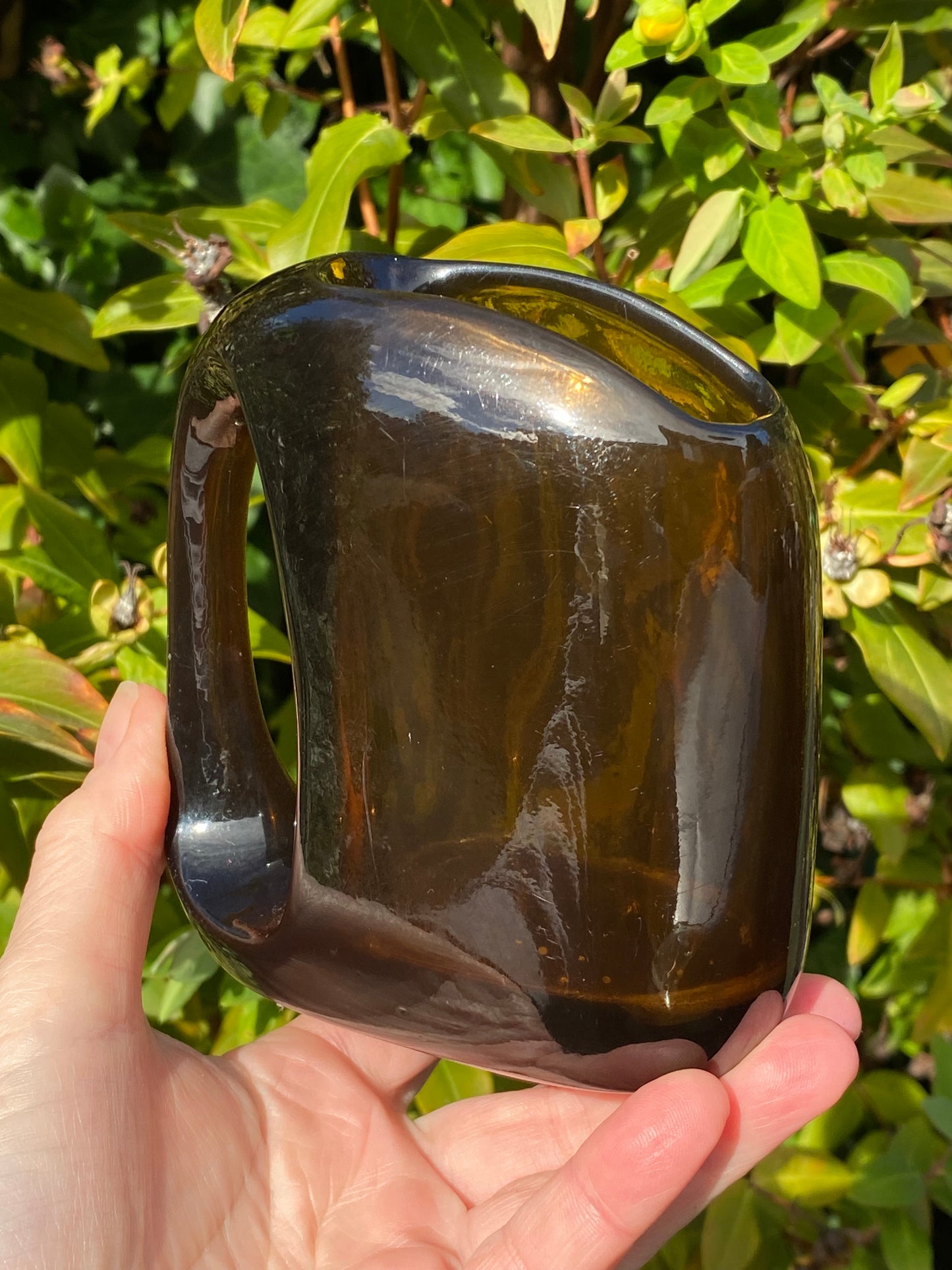 Vintage MCM dark amber glass jug
