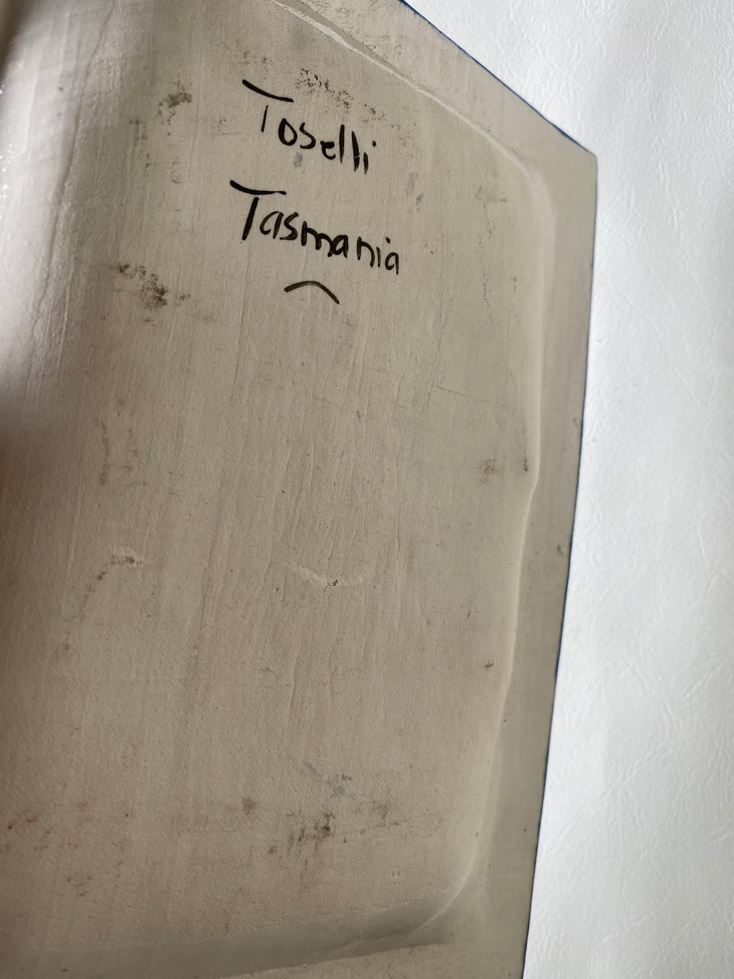 Carolyn 'Toselli Tasmania' beach house pottery plate