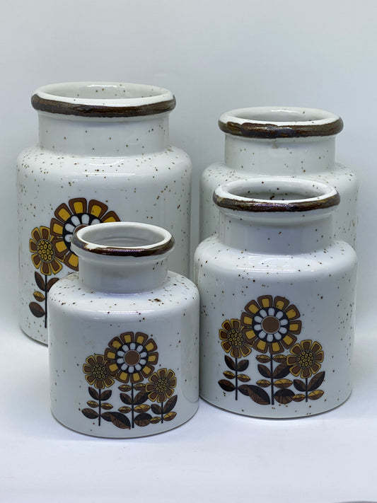 Set of Vintage 1970s/80s Japanese Ceramic Canisters without cork lids