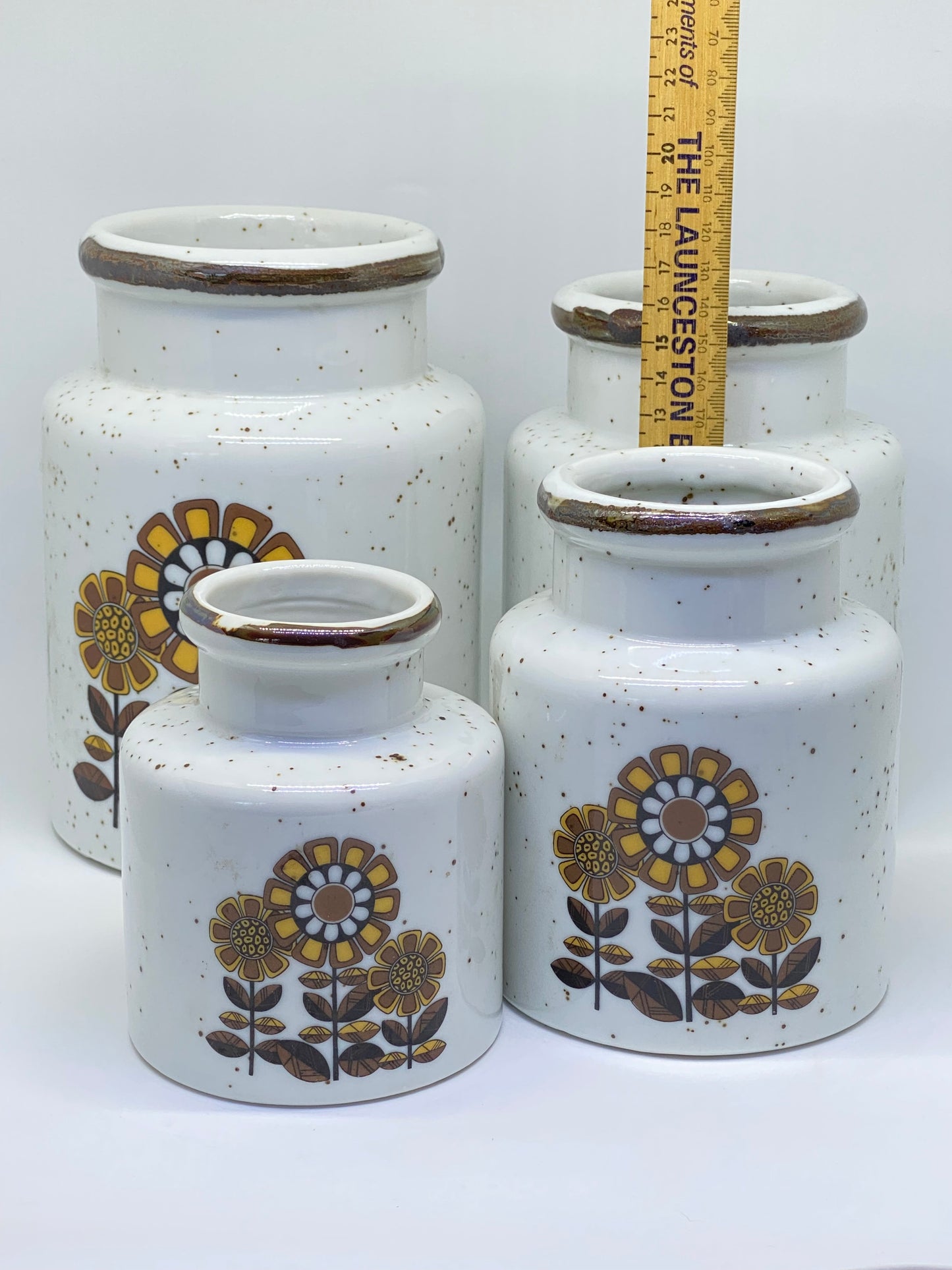 Set of Vintage 1970s/80s Japanese Ceramic Canisters without cork lids