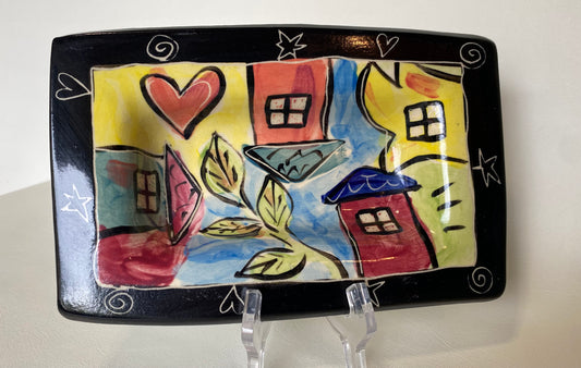 Very collectable Fiona Howes House and Hearts oblong plate