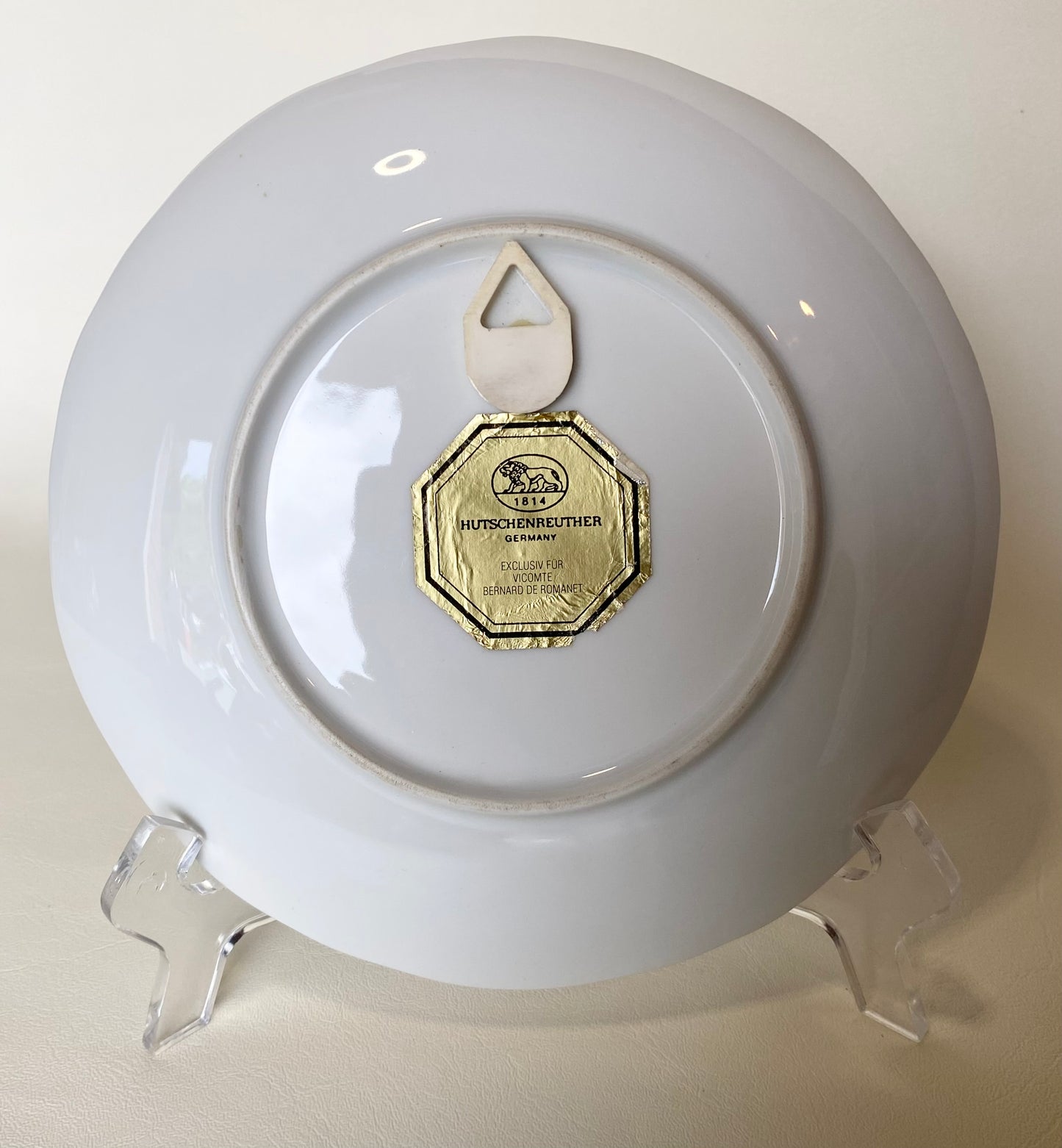 Limited edition: Vintage Hutschenreuther porcelain collector plate: EXCLUSIV FÜR VICOMTE BERNARD DE ROMANET