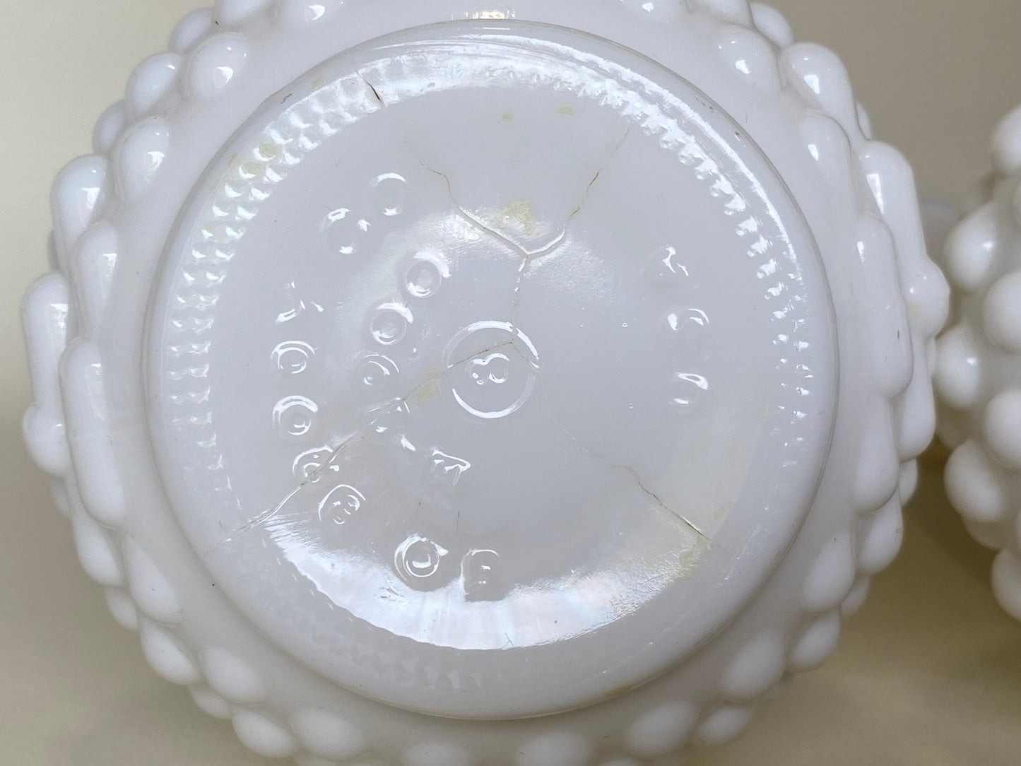 Vintage E.O. Brody Co. USA white milk glass vases / hobnail pattern