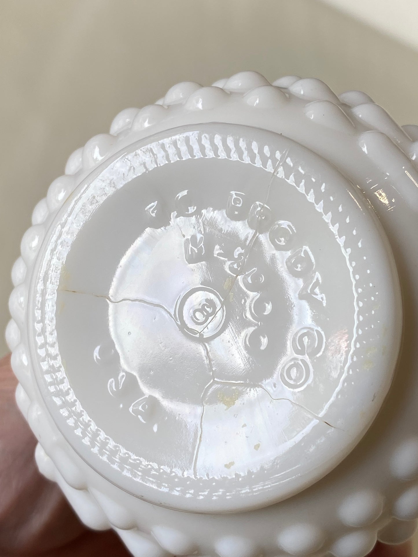 Vintage E.O. Brody Co. USA white milk glass vases / hobnail pattern