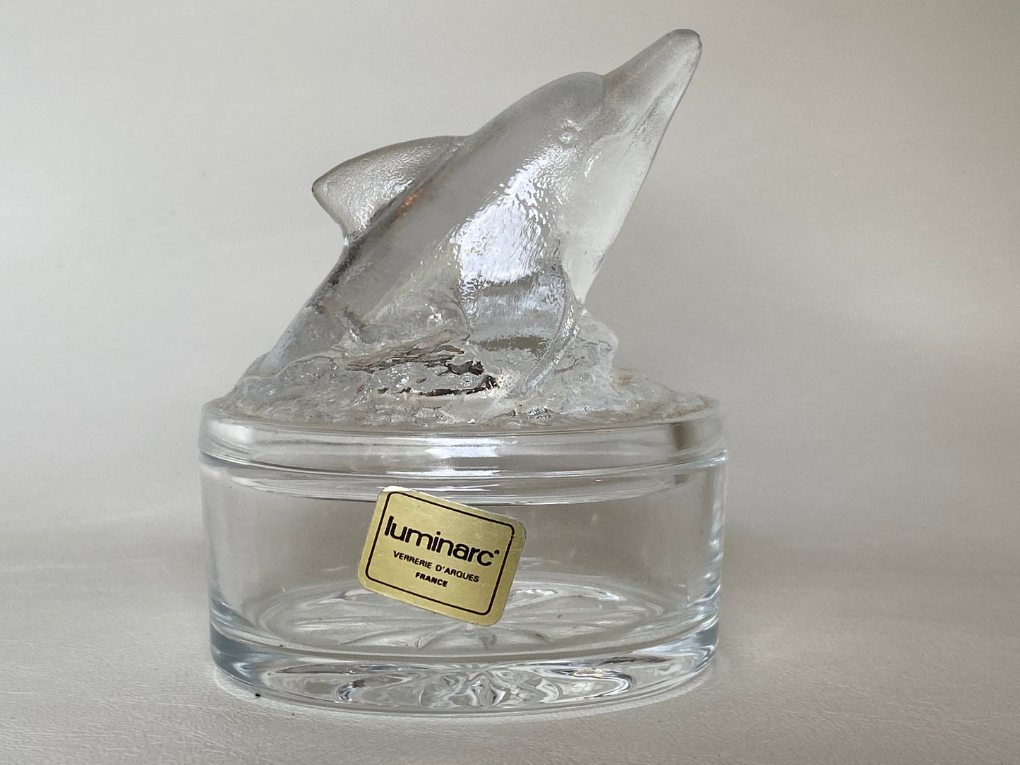 Vintage Luminarc Glass Dolphin Trinket box