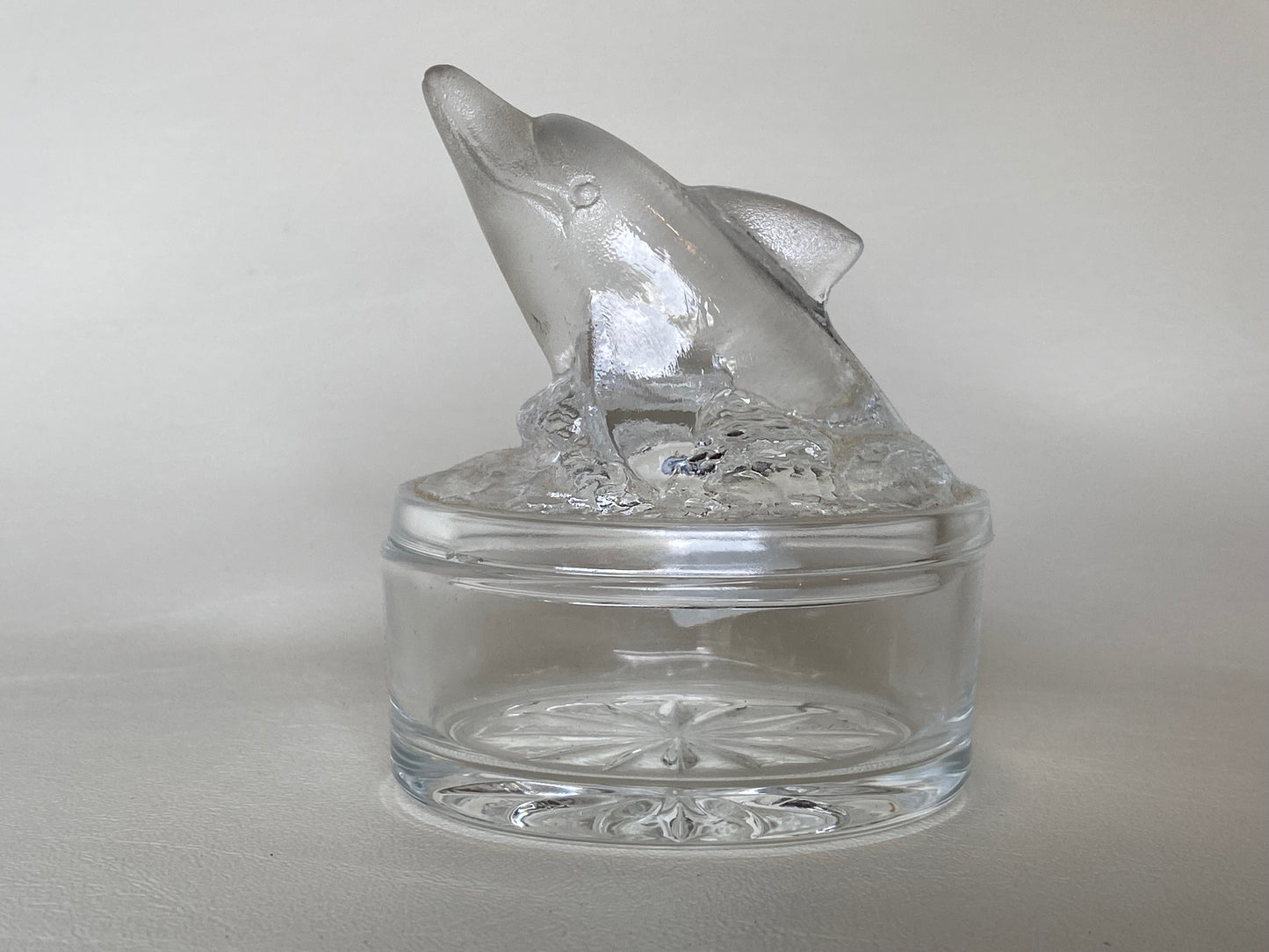 Vintage Luminarc Glass Dolphin Trinket box