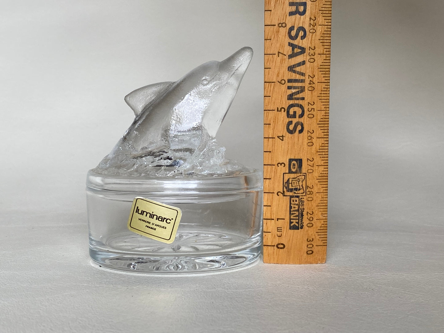 Vintage Luminarc Glass Dolphin Trinket box