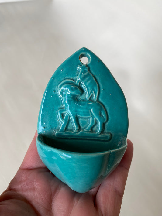 Vintage Holy Water font - French - Lamb Agnus Dei