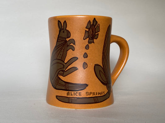 Vintage Studio Anna Australia pottery cup with Aboriginal designs - Alice Springs