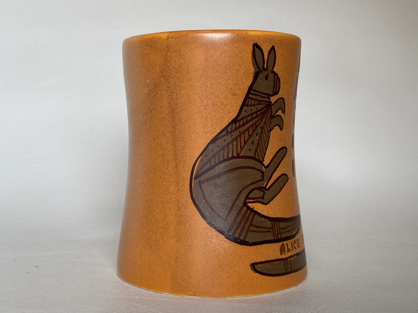 Vintage Studio Anna Australia pottery cup with Aboriginal designs - Alice Springs
