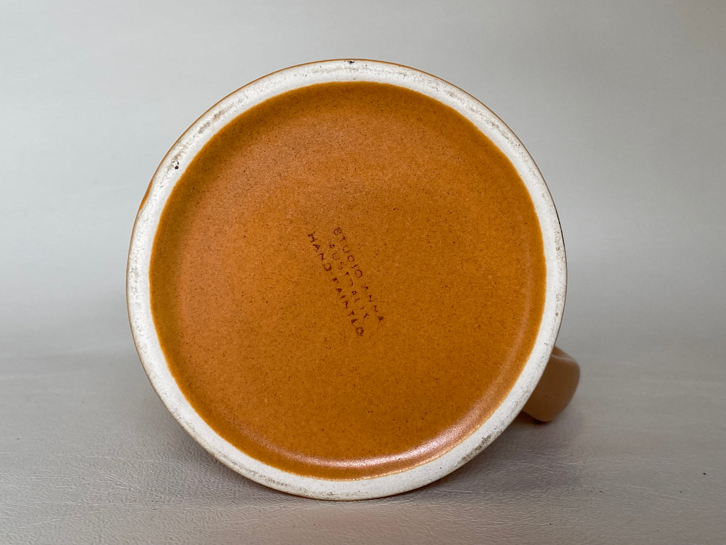 Vintage Studio Anna Australia pottery cup with Aboriginal designs - Alice Springs
