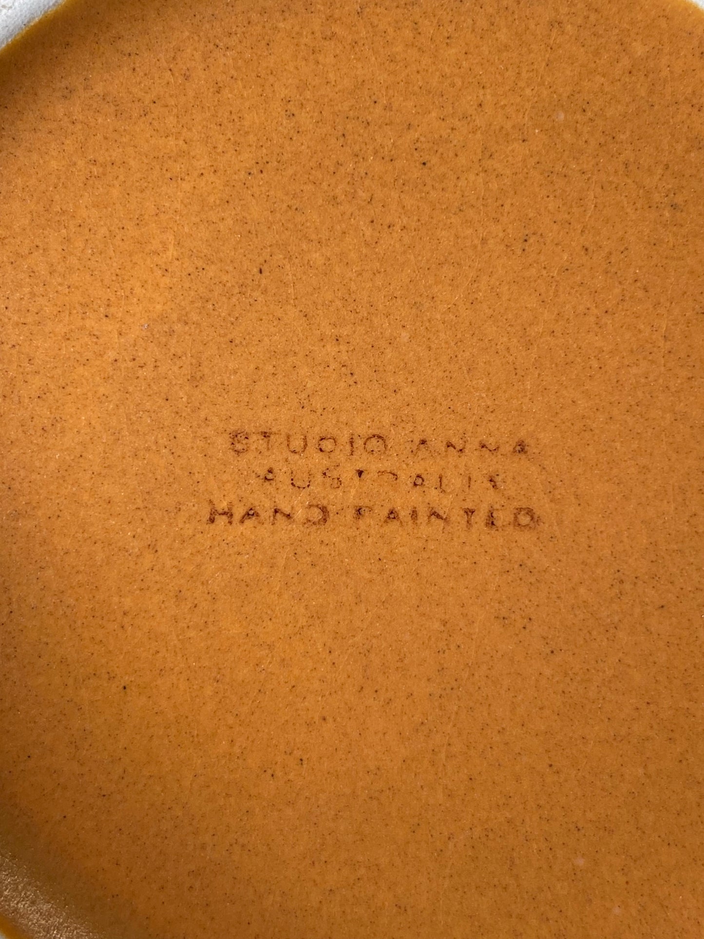 Vintage Studio Anna Australia pottery cup with Aboriginal designs - Alice Springs