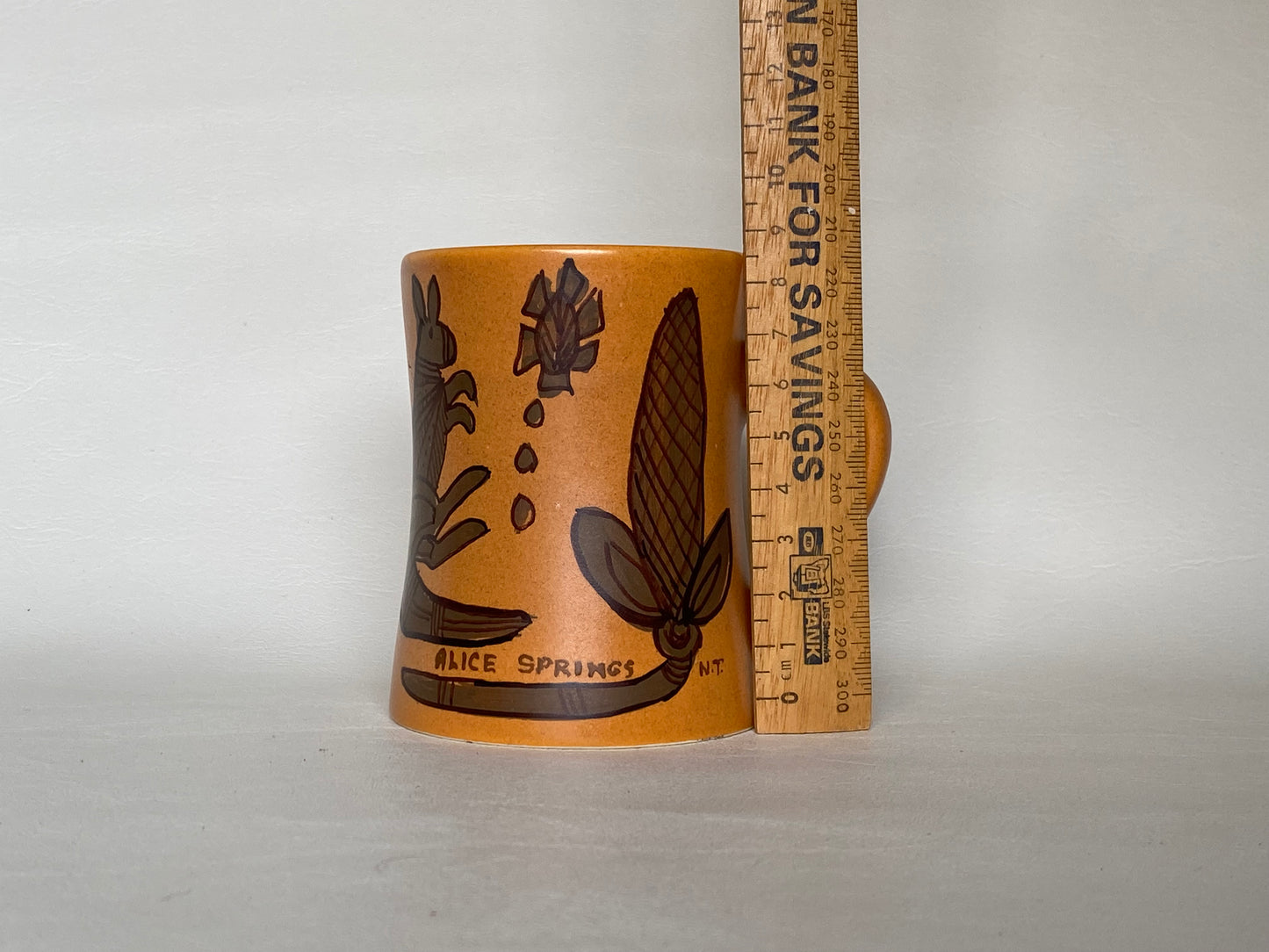 Vintage Studio Anna Australia pottery cup with Aboriginal designs - Alice Springs