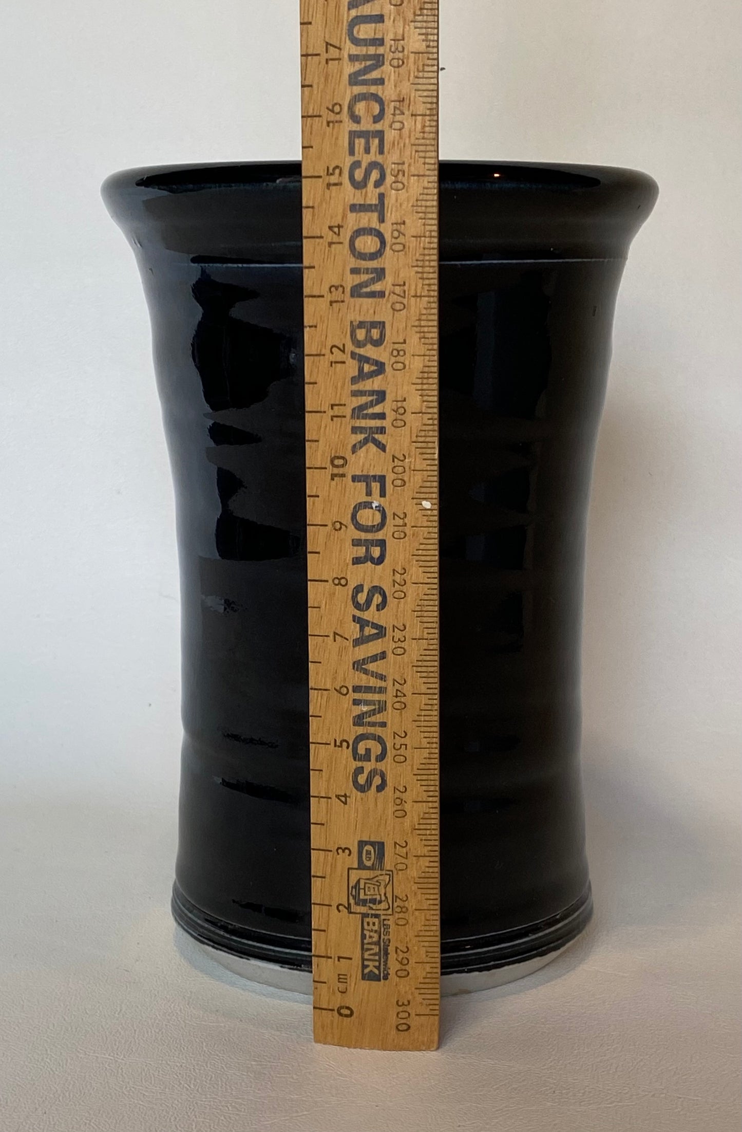 Panogana Tasmania Bill Thomas blue black pottery Vase - Unmarked/ hard to come by