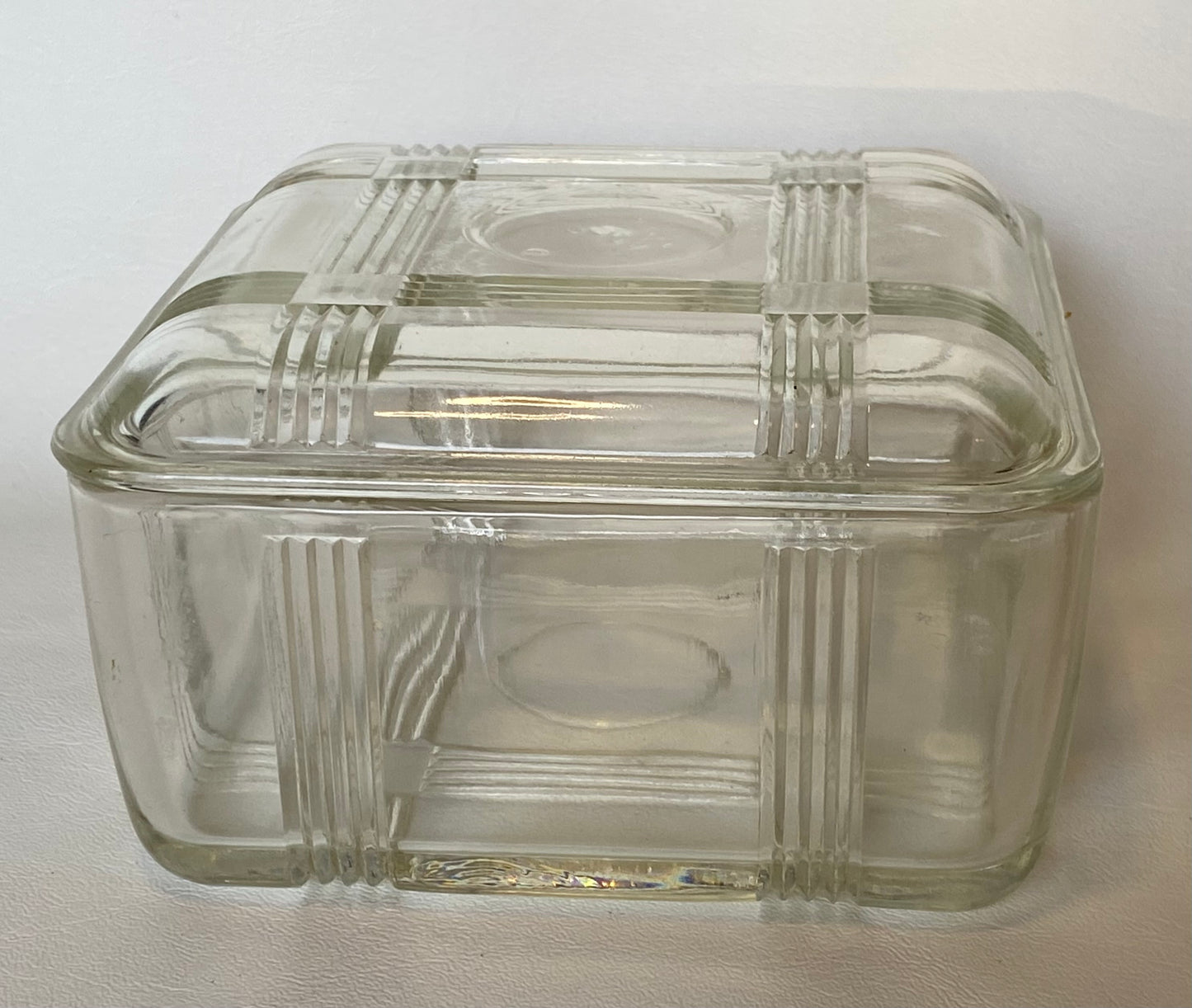 VERY collectable 1950s Crown Crystal Australia Refrigerator Box - Clear