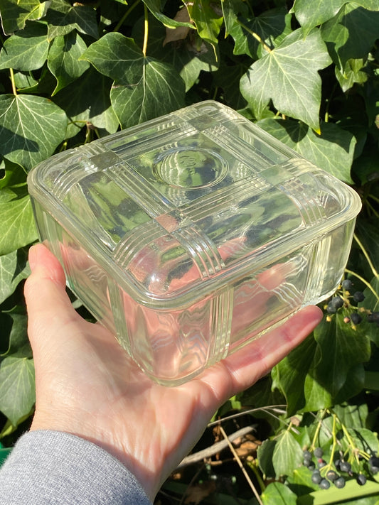 VERY collectable 1950s Crown Crystal Australia Refrigerator Box - Clear