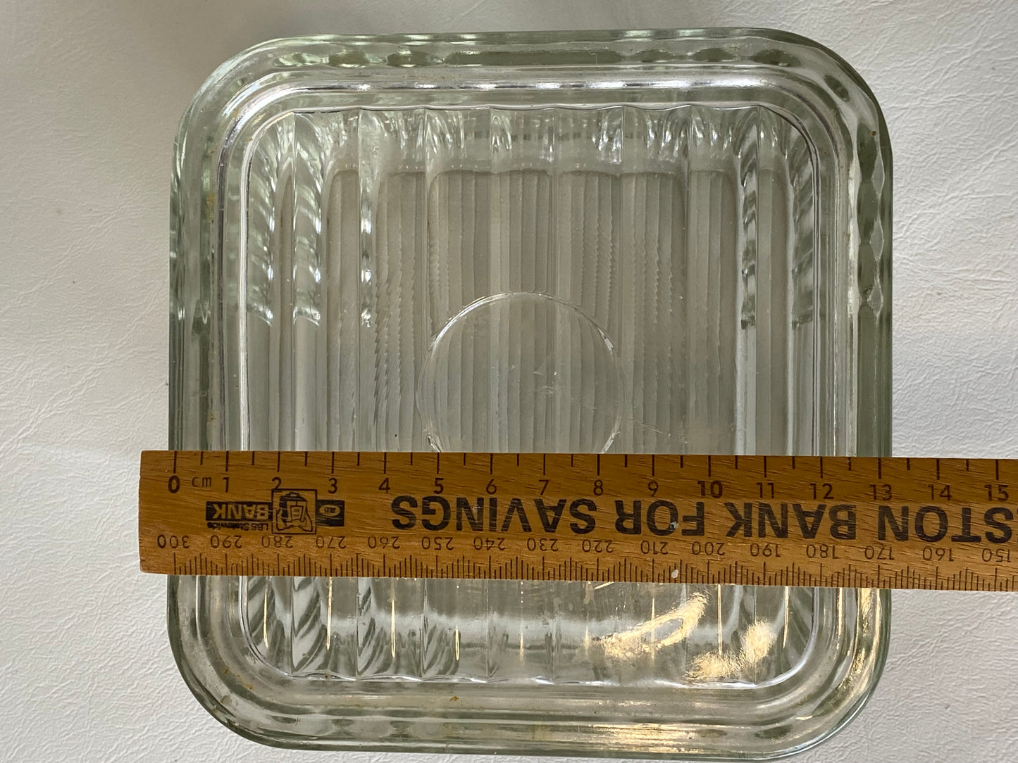 1950s Crown Crystal Australia clear refrigerator box - Square ribbed