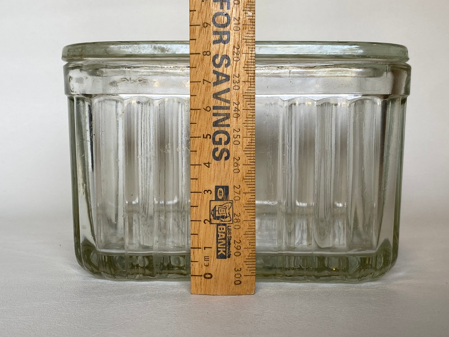 1950s Crown Crystal Australia clear refrigerator box - Square ribbed