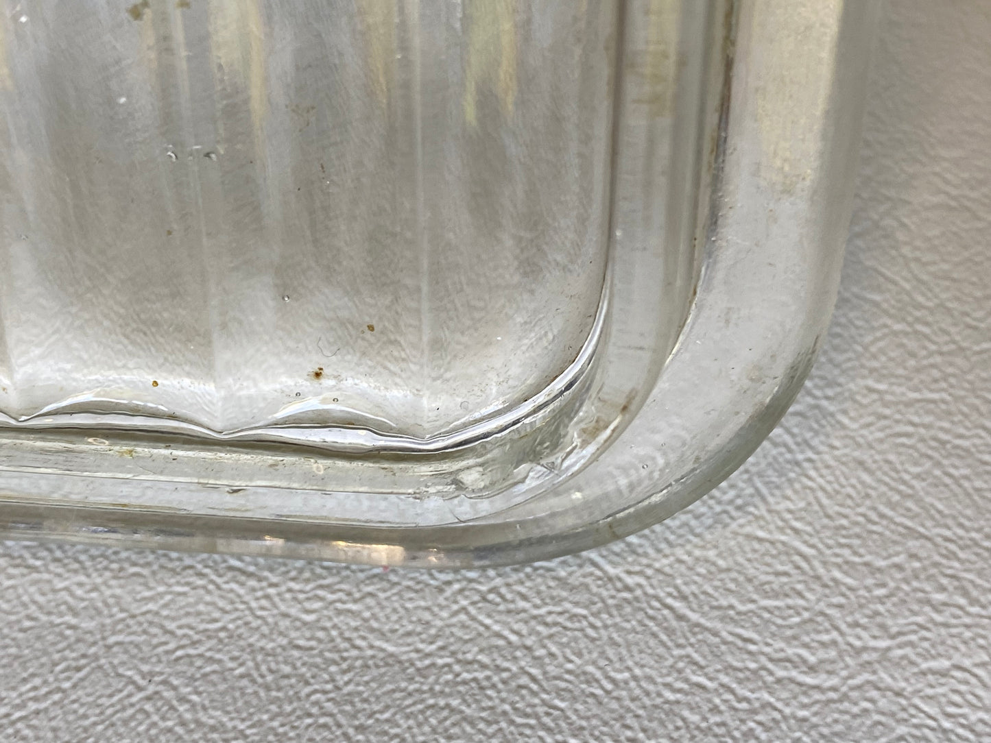 1950s Crown Crystal Australia clear refrigerator box - Square ribbed