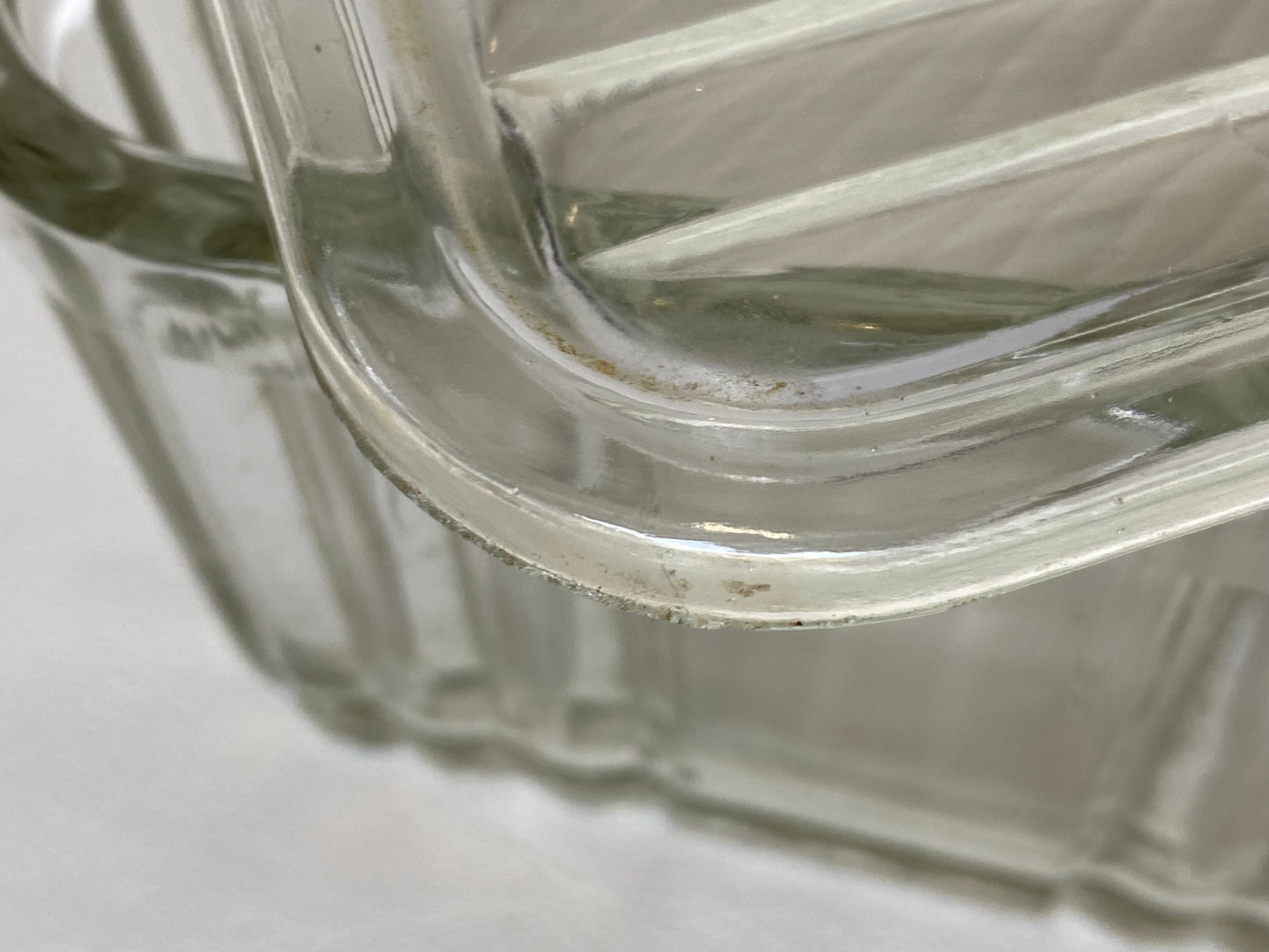 1950s Crown Crystal Australia clear refrigerator box - Square ribbed