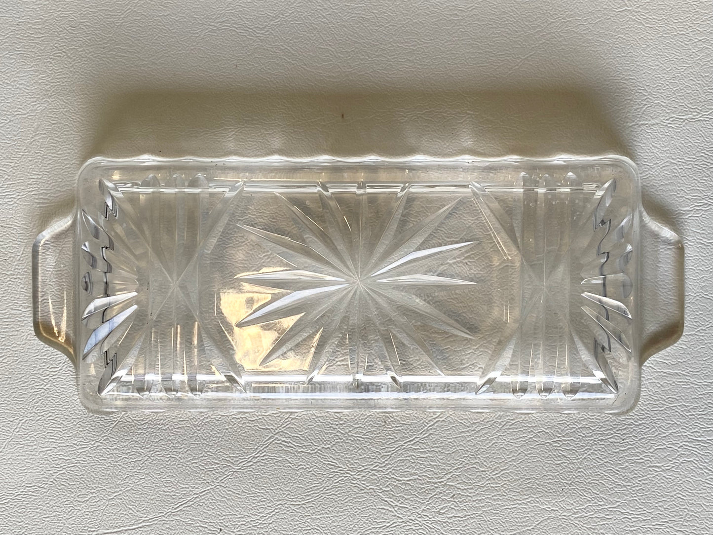 Vintage Cut crystal glass butter dish with lid